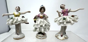 Vintage 40's Occupied Japan Three Ballerina Porcelain Figurines - Picture 1 of 20