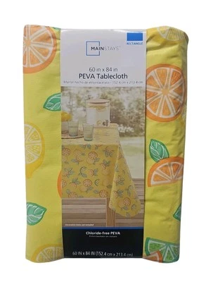 Mainstays 60x84" PEVA Rectangular Tablecloth - Yellow Citrus Fruit New - Image 1 of 2