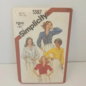 Simplicity Vintage 5387 Muster 1981 Bluse Top Größe 18,5 ungeschnitten klassisch - Bild 1 von 6