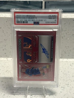 Mykhailo Mudryk Chelsea FC 2023-24 Obsidian Red Floor 1/1 PSA 8 Badge Patch - Image 1 of 3
