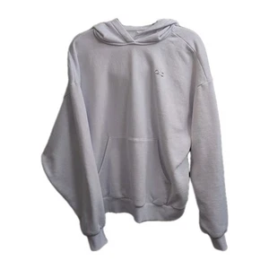 Alo Yoga Accolade Hoodie White Fleece Medium Pullover Sweatshirt *No Drawstring* - Picture 1 of 9