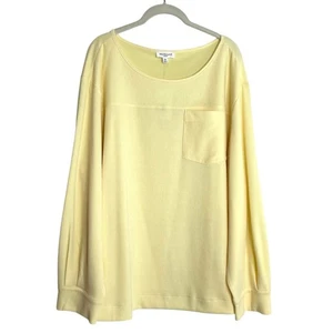 Westbound Woman Top 2X Butter Yellow Ribbed Knit Long Sleeve Casual Tunic NEW - Picture 1 of 6