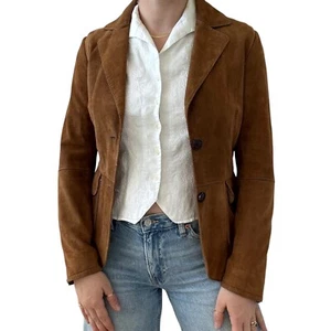 Vintage Womens Gimos Brown Suede Leather Cropped Western Ranch Jacket Sz S - Picture 1 of 7