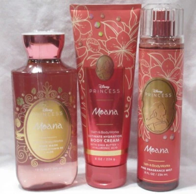 Bath & Body Works Crema de Lavado Fragancia Bruma Set Lote de 3 Princesas Disney MOANA Foto 1 de 3