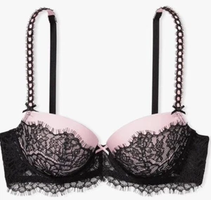 Reggiseno demi Victoria's Secret DREAM ANGELS NASTRO FODERATO A FESSURA nero pizzo e rosa 34D - Foto 1 di 1