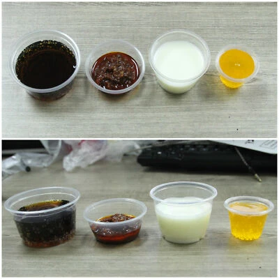 WE CAN SOURCE IT LTD Clear Plastic Portion Pots with Lids 1oz 2oz 4oz Reusable Sauce Jelly Shot Cups