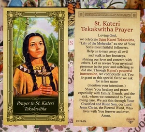 Prayer to Saint St. Kateri - Glossy Paperstock Holy Card - Picture 1 of 3
