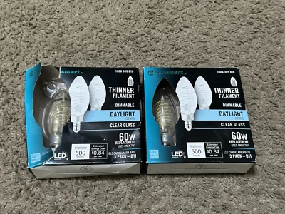 6-Pk EcoSmart LED Vintage Edison Light Bulb Daylight 5000K B11 60W Eqv - Image 1 of 3