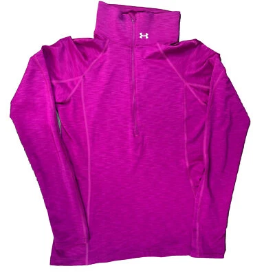 Under Armour Women’s Half Zip Pullover M Cold Gear Fitted Logo Purple Pink - Image 1 of 4