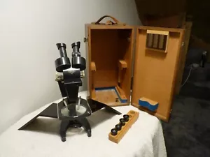 VINTAGE REYNOLDS & BRANSON PRIOR MICROSCOPE NO-29135 CASED WITH LENSES - Picture 1 of 16