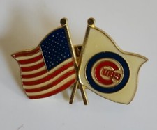 Chicago Cubs American Flag Lapel Hat Pin MLB Baseball Collectible Souvenir 