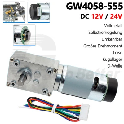 40mm Schneckengetriebemotor Getriebemotor DC 12V 24V Hall Encoder GW4058-555ABHL - Bild 1 von 4