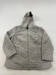 Braetan Jacket Womens Plus Size 1X Gray Quilted Hooded Full Zip - Picture 1 of 10