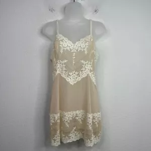Wacoal Slip Womens XL Beige Lace Sheer Spaghetti Strap Lingerie Sleep Shapewear - Picture 1 of 8