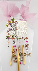 Kirks Folly Hand in Hand Fairy Grace Blessings Wind Chime silver/gold tone #135 - Picture 1 of 7