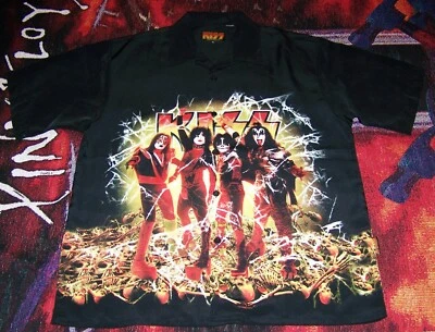 NEW Vintage 2002 KISS Catalog DEMON KINGS Button Dress Shirt Size XL Dragonfly - Image 1 of 4