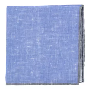 Fiori Di Lusso Blue Solid Linen Pocket Square - 12 3/8" x 12 3/8" (821) - Picture 1 of 4