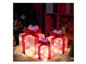 Valentine's Day Decorations Lighted Gift Boxes with Pink Cloth, Pre-lit Light... - Picture 1 of 7