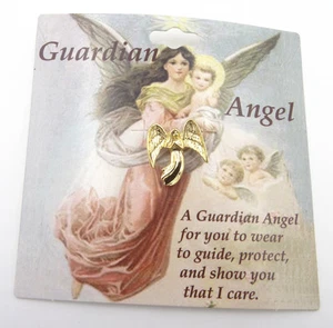 New Metal Gold Tone Guardian Angel Tac Pin Brooch Made in USA #P2 - Picture 1 of 2