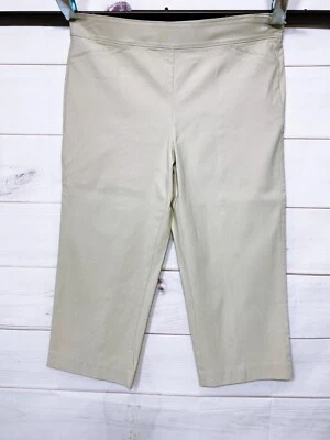 Pantalones cortos para mujer JM Collection talla 14 beige frente plano elástico cremallera lateral Foto 1 de 4