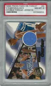 Camisetas Vince Carter Glen Rice PP 1998-99 doble hilo #211/425 novato radiocontrol PSA 8 - Imagen 1 de 2