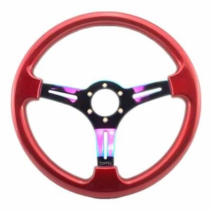 Tomü Hakone Candy Red with Neo Chrome Spoke Steering Wheel Fit NRG Nardi Vertex - Picture 1 of 7
