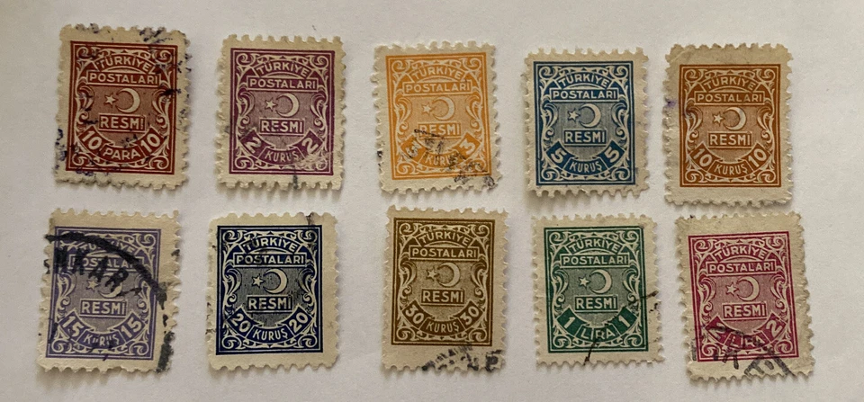 Turkey SC# O1 O3-O9 & O11-12 Official Stamps 1948 Used, Short Set - Image 1 of 2