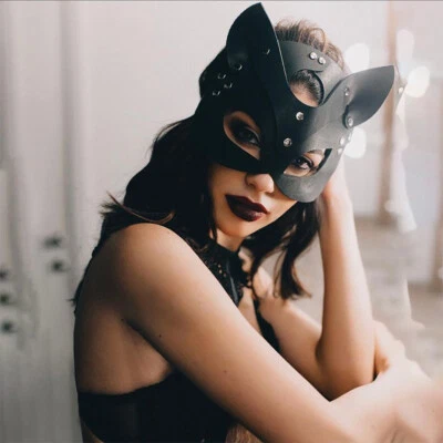Mujeres Sexy Mascarada Gato Niña Máscara Facial Orejas de Zorro Juegos con disfraces Máscara de Cuero PU Foto 1 de 4