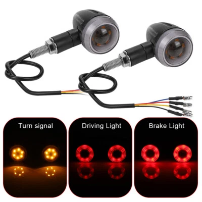 2PC Motorrad LED Bullet MiniBlinker Bremslicht M8 Blinker für Bobber Cafe Racer - Bild 1 von 4