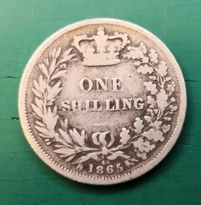 1865 Victoria silver shilling die 60 #160 - Picture 1 of 2