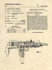 Official UZI Submachine Gun US Patent Art Print - Original Firearm Uziel Gal 496 - Picture 1 of 3