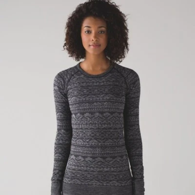 Pulôver Lululemon Rest Less cinza urze geométrico tamanho 6 - corrida/treino - Imagem 1 de 4