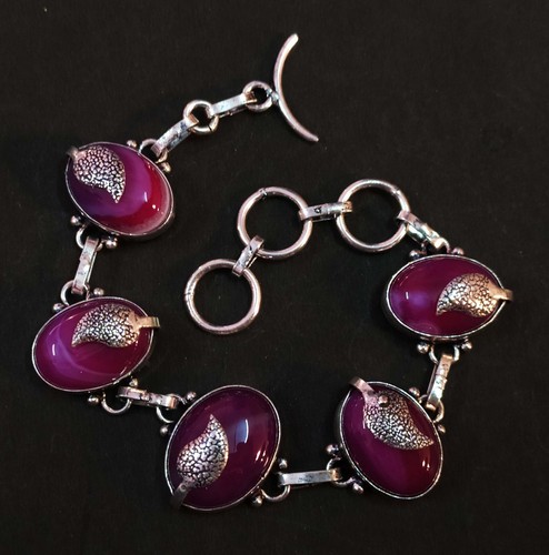 VALENTINO Bracciale Mosmana Agata Forma Ovale Gemma Fatto a Mano Gioielli Misura 8 Pollici