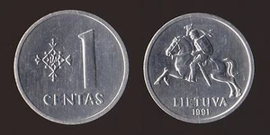 LITUANIA 1 CENTAS 1991 FDC/UNC FIOR DI CONIO - Picture 1 of 1