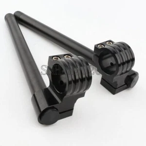Black 50MM Aluminum 1" Riser Clip-On Handlebar For Suzuki GSXR 600 750 1000 1100 - Picture 1 of 4