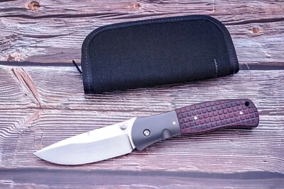 John W Smith Custom SD-3, Satin CPM-154, Blk & Red G10 W/Zirconium Bolsters - Image 1 of 4