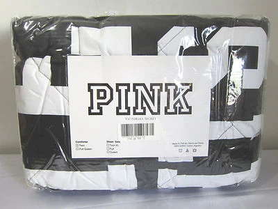 NEW Victoria Secret Pink I LOVE ❤ LATE NIGHT POLKA DOT REVERSIBLE COMFORTER TWIN - Image 1 of 3