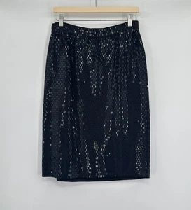 St. John Evening Black Sequin Paillette Santana Knit Straight Skirt Sz 14 - Picture 1 of 5