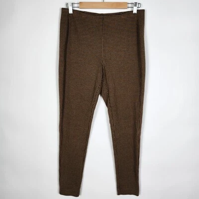 J Jill Pantalones Mujer Grandes Marrón Negro Tejido a Cuadros Leggings Tirar de Cintura Elástica Foto 1 de 4