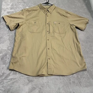 Carhartt Button Down Shirt Men's 3XL Tall Tan Relaxed Fit Workwear Shirt - Picture 1 of 7