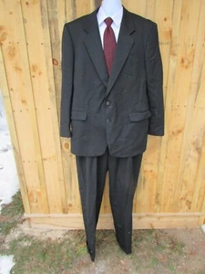Jones New York Charcoal Gray Golden Twist 100% Wool 2 Pc. Suit Size 44L Pleated - Picture 1 of 16