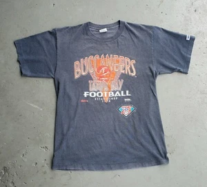 Vintage Tampa Bay Buccaneers Trench 1994 Gray Striped XL Tshirt Single Stitch - Picture 1 of 7