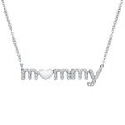 0.25 Ct Lab Created Diamond Mommy Heart Pendant Chain 14K White Gold Plated