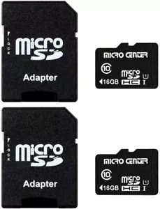 (2 Pack) 16GB Class 10 Micro SDHC Flash Memory Card with Adapter 80MB/s UHS-I - Picture 1 of 2