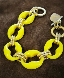 Designer Bracelet In Yellow Lucite By Via Roma - Picture 1 of 3