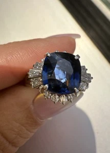 Beautiful Platinum Natural Sapphire & Diamond Ring 3.06tcw - Picture 1 of 10