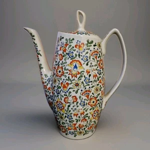 Vintage 1975 Cepelia Opolska Oppeln handverziert große Kaffee Tee Kanne Polen - Bild 1 von 9