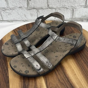 Taos Trophy 2 cuero peltre para mujer talla 10 sandalias cómodas ajustables plateadas - Imagen 1 de 13