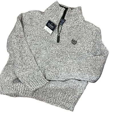 Suéter Pullover Chaps Chicos Mármol 1/4 Cremallera Cuello Simulado Talla 4/5 NUEVO Negro Blanco Foto 1 de 4