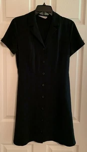 Everlane Womens Size 4 Short Sleeve Shirt Dress Black Button Front Tie Waist - Picture 1 of 6
